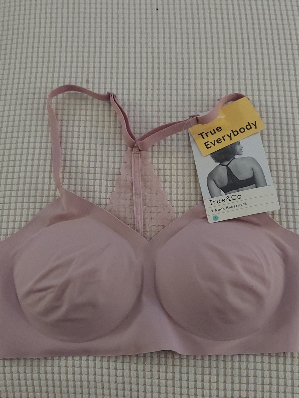 True & Co. V-Neck Racerback Bra - Dusty Rose
